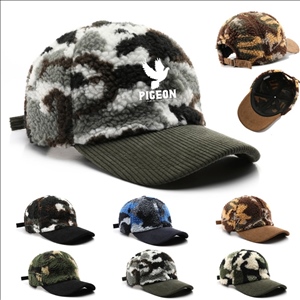 Winter Corduroy Polar Fleece Warm Patchwork Cap Hat